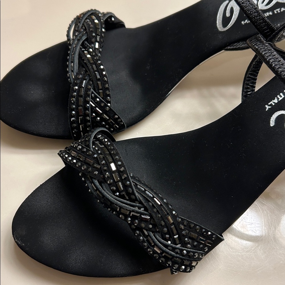 Onex Black Rhinestone Heels / Sandals - Picture 6 of 15